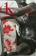 Calvin Klein Men's CK ONE Microfiber Low Rise Trunk White with Red flowers L
