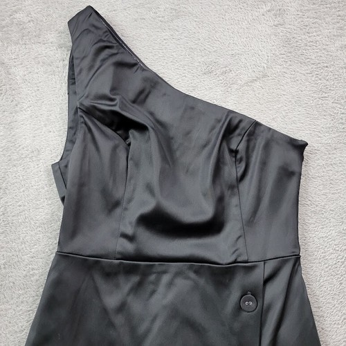 Lulus Dress Womens Small Black Satin Sheath Bodycon Evening Cold Shoulder - Picture 6 of 17