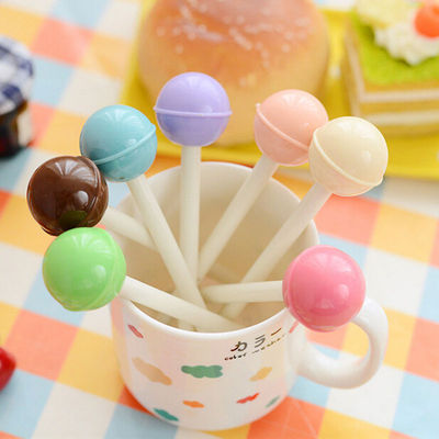 6Pcs Fashion lovely Colorful Lollipop Ball Pen Office School Supply Stationery