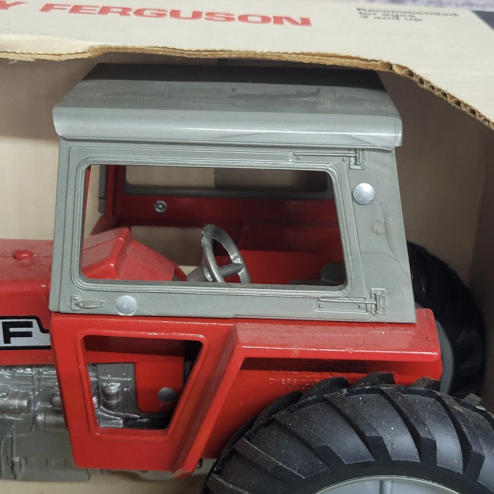 Vtg Ertl 1/16 Massey Ferguson 590 w/frontend diecast tractor red/gray blueprint  - Image 4 of 4