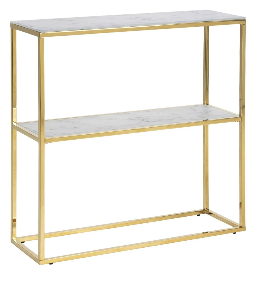 Konsolentisch Sideboard Gold Glas Weiß Marmor Flurtisch Beistelltisch Tisch - Bild 2 von 4