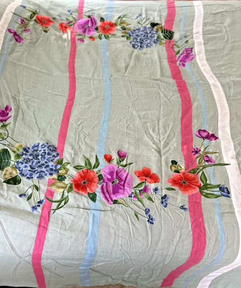 Funda nórdica bohemia bordada diseño floral lino y algodón 84" X 84" nueva sin etiquetas Foto 3 de 4