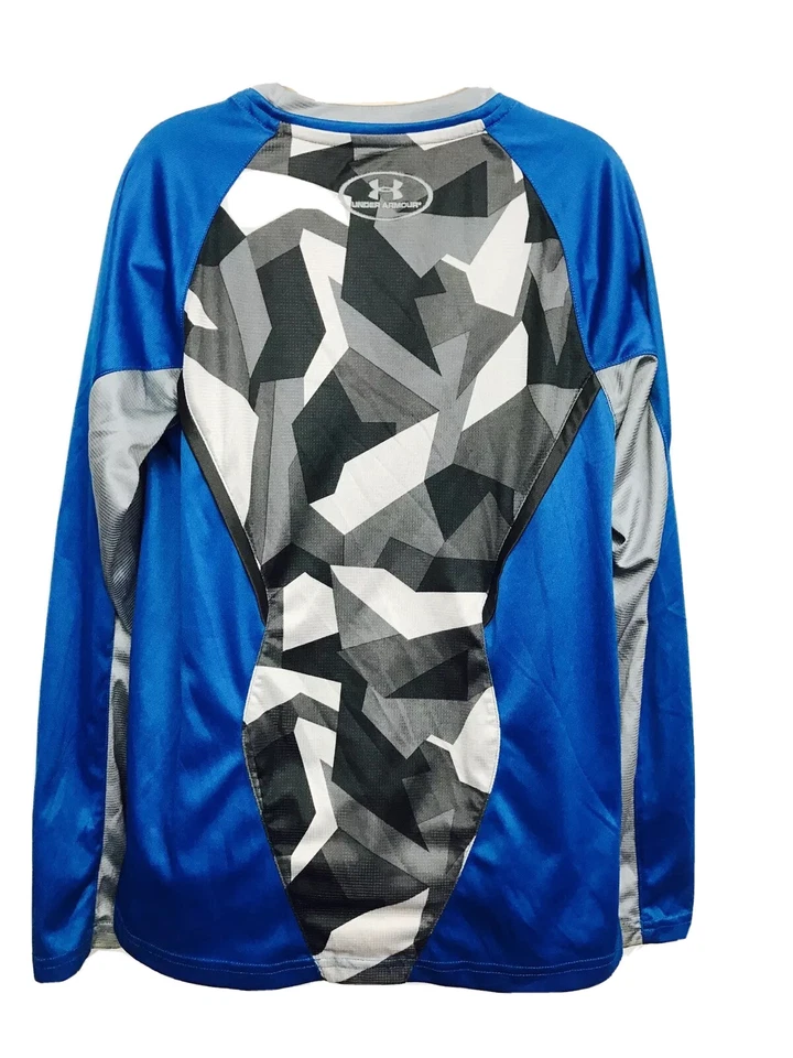 UNDER ARMOUR Performance Heat Gear Loose Long Sleeve Shirt Jersey Youth YSM Blue - Image 3 of 4