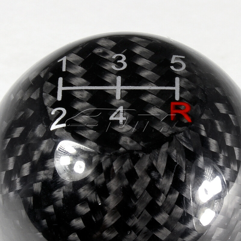 HDC Autosports JDM Style Shift Boot (PVC Leather, Red Stitch) + 5-Speed Carbon Fiber T-R Style Shift Knob