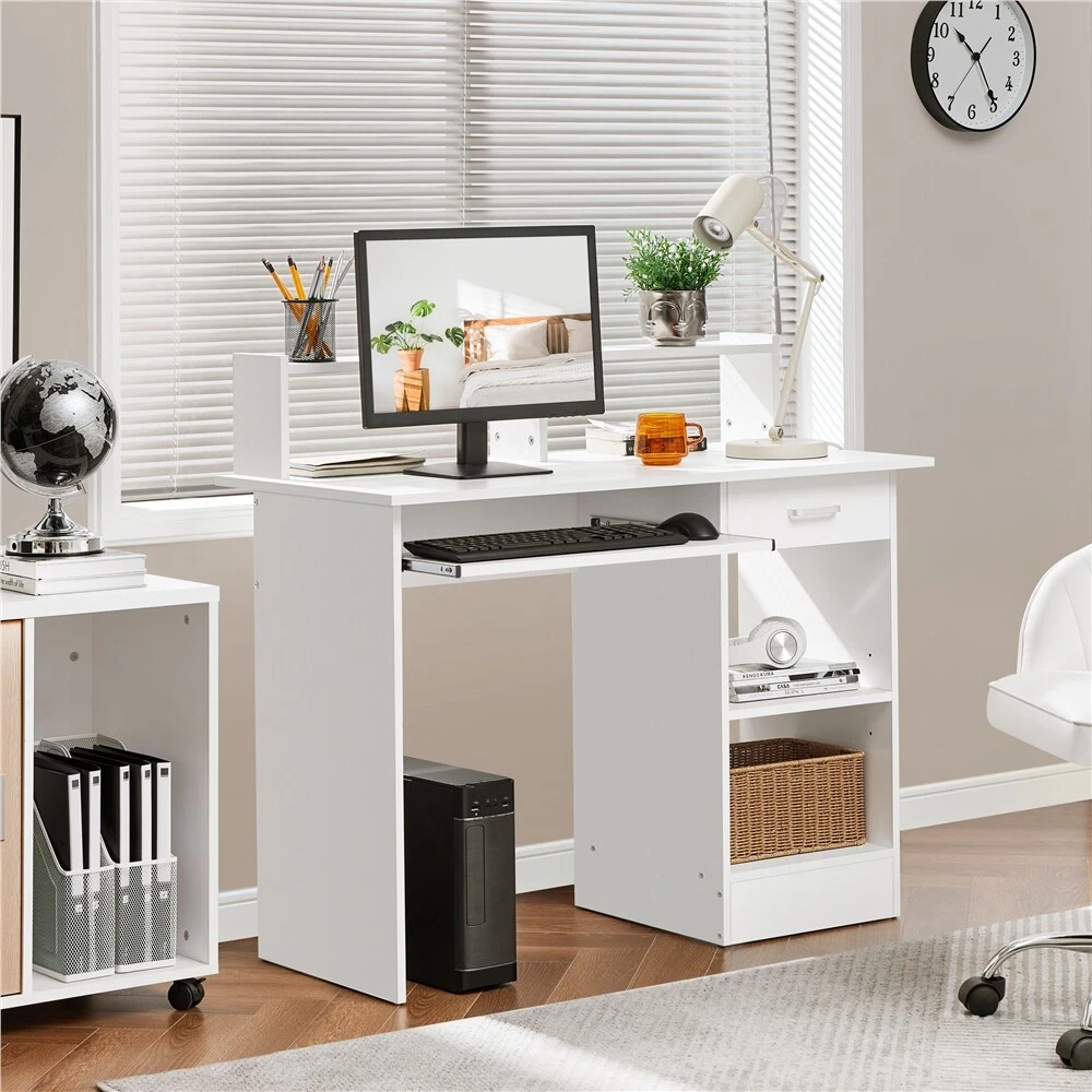 Computer Desk W Drawer and Keyboard Tray for Studying Writing Gaming Home Office