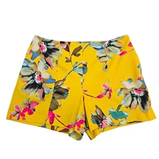 Gianni Bini Women's Floral Print Shorts Yellow Large