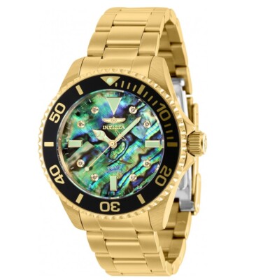 Invicta Pro Diver Lady Women's 38mm Diamond Abalone Dial Gold