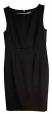 Ann Taylor Black Sheath Dress Sz 10 Scoop Neck Sleeveless Knee Length Zip Back