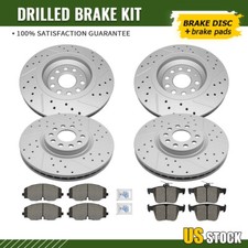 Front Rear Drilled Brake Rotors Ceramic Pad For Vw Atlas Atlas Cross Sport
