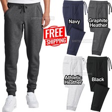 Mens Fleece Blended Cotton Rich Jogger Sweatpants With Pockets XS-4XL NEW 