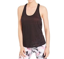 Ideology Women's Burnout Chevron T-Back Active Tank Top, Black, Small S