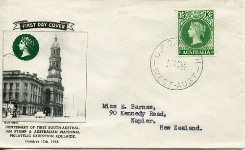 1955 Centenary of the First South Australian Postage Stamp - Guthrie FDC