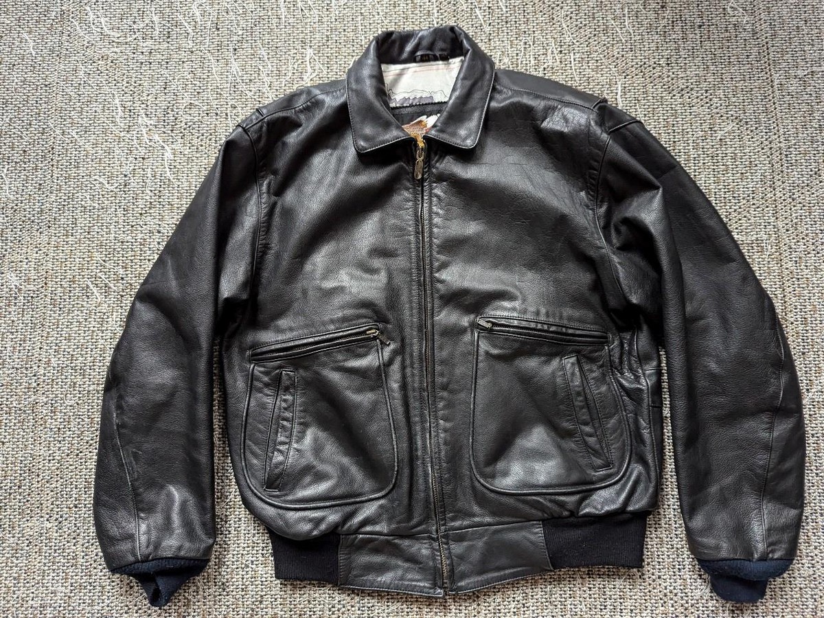 vintage 1990s leather HARLEY DAVIDSON motorcycle jacket 44 black
