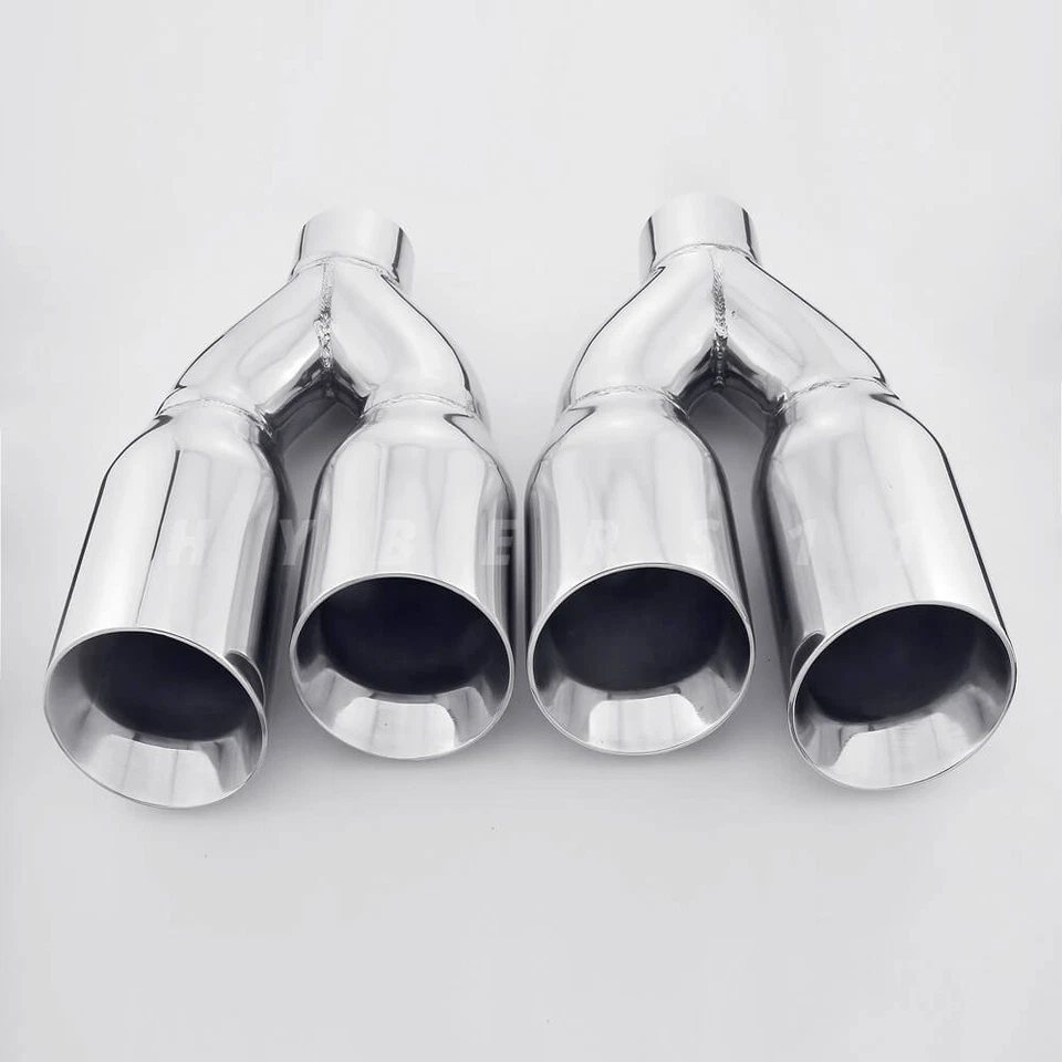 Puntas de escape QUAD 3,5" 2,5" entrada doble pared ángulo corte para Chevrolet C3 Corvette Foto 2 de 4