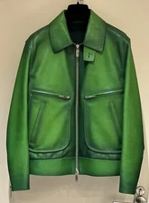 Men's Green Soft & Smooth Authentic Lambskin Casual Real Leather Jacket