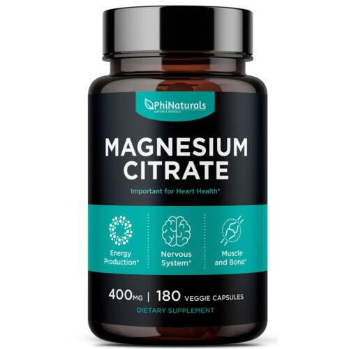 Citrate de magnésium 400 mg 180 capsules végétarien/sans gluten/sans OGM Phi - Photo 1 sur 2