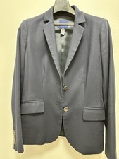 J. Crew Navy Blue Cotton Blazer Women's Suiting Size 4 with striped lining