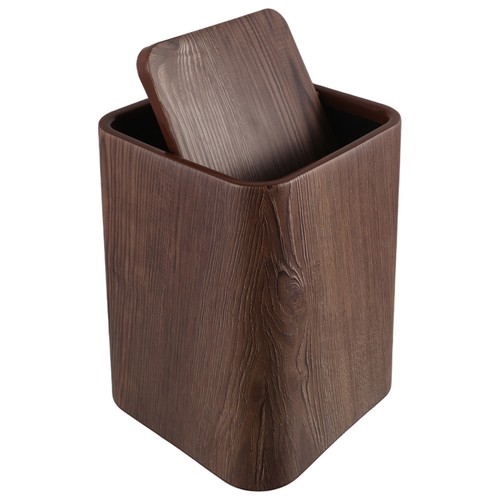  Schwingdeckel Mülleimer: 8,5 L Holzimitatmaserung Abfalleimer mit Deckel - - Bild 3 von 17