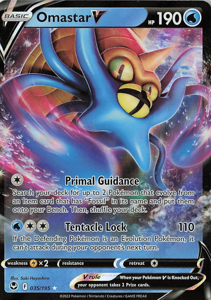 Omastar V Ultra Rare SWSH12: Silver Tempest 035/195 NM Holo
