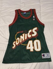 VTG 1990 s Champion Seattle Supersonics 40 Shawn Kemp Vintage Jersey Size 40
