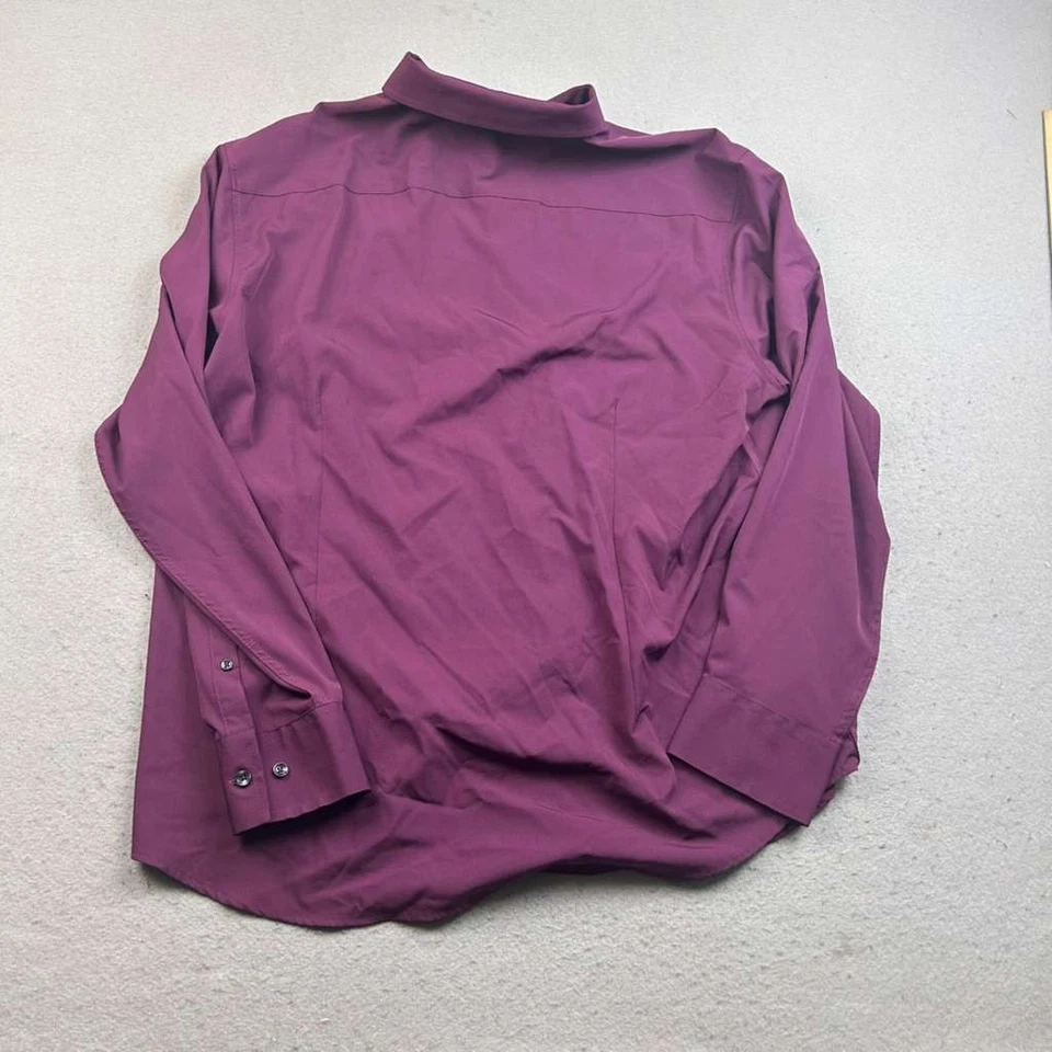 Camisa Kenneth Cole Reaction Para Hombres XL 18-18.5 35/36 Algodón Púrpura Abotonada Moderna Foto 3 de 4
