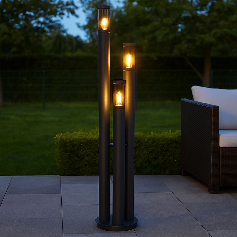 Lampada da terra da esterno antracite con 3 luci LED foto 6