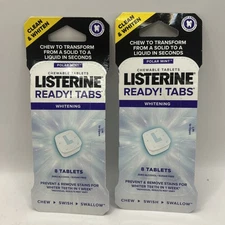 2x Listerine Ready! Tabs Whitening Polar Mint Flavor Tablets 8 Tablets