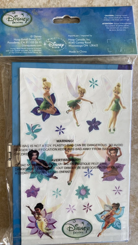 NEW Disney Tinkerbell Tinker Bell Diary Journal 6x8” w/ Lock Keys & STICKERS NIP - Image 2 of 4