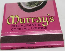 Murray's Restaurant Lounge 6th Street Minneapolis Minnesota FULL Matchbook