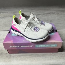 Skechers Scarpe da Ginnastica Donna UK 4 Bianco Rosa Dual Lite Slip On Donna EUR 37