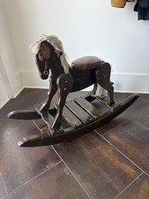 Beautiful Vintage Child's Wooden Rocking Horse 36  L x 12  W x 24  H