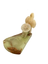 Vintage Hand Crafted Onyx Stone Ashtray ~ Mexican Siesta under the Cactus