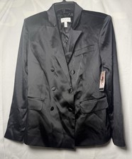 Sofia Double Breasted Blazer With A Black Satin Finish