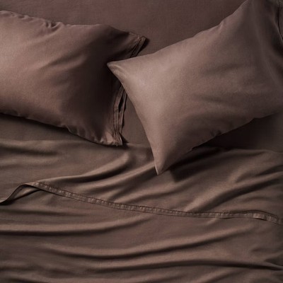 California King 100% Linen Sheet Set Dark Fig - Casaluna