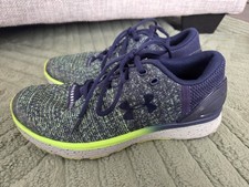 Under Armour Boys Charged Bandit 3 Sneaker Athletic Blue Green Running Mesh-7Y