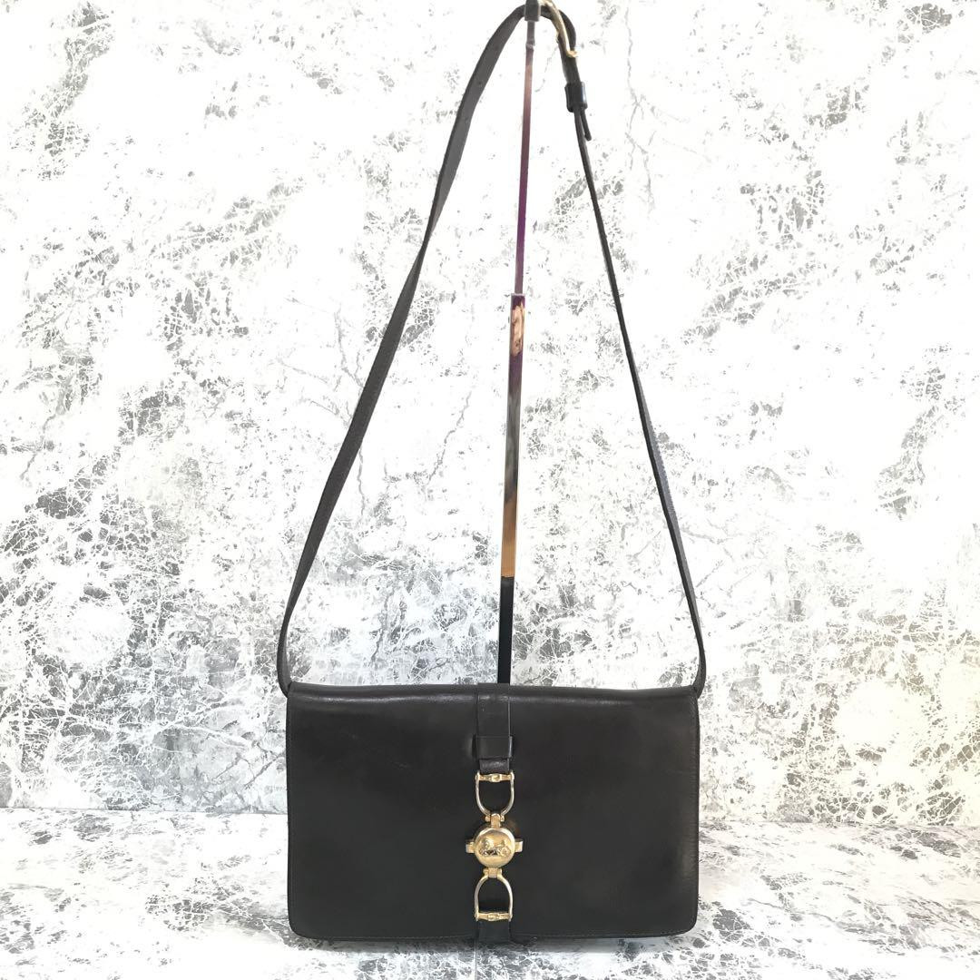 CELINE Horse Carriage Shoulder Bag leather brown inner