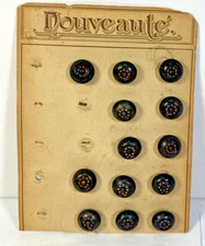 Victorian Antique Card of 13 Nouveaute Paris France Metal Buttons