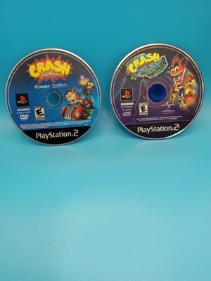 Lot of 2 Crash Bandicoot PS2 Games Tag Team Racing + Wrath of Cortex disc only