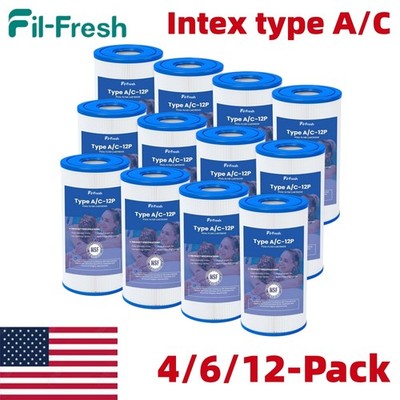 4/6/12-Pack Intex Type A or C Pool Filter Cartridge for Intex Easy Set Pools