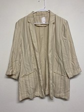 LC Lauren Conrad Womens Blazer Sz XL Butter Yellow Strip Knit Open Front Pockets