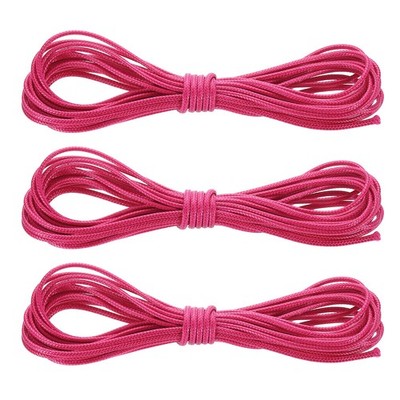 3Pcs Waxed Polyester Cord, 5.5 Yard 2mm Wax Bead Thread String, Dark Rose Red