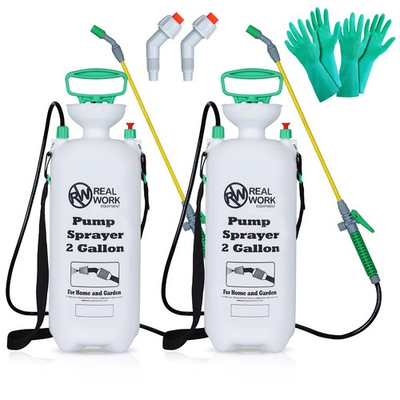 #ad 2 PK REALWORK 2 Gallon Sprayer with Chemical Risistant Gloves amp; extra Fan Nozzle $34.39