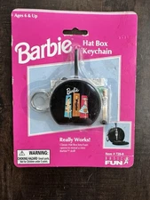 Vtg 1999 Barbie Hat Box Keychain Mini Doll Case Tote Basic Fun #728-0