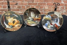 Henriette Ronner Victorian Cat Plates 1990s Set of 3 Vintage