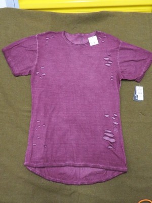 ENTER THE VOID T-Shirt Men's Tawny Port Large Ripped Washed Cotton Tee