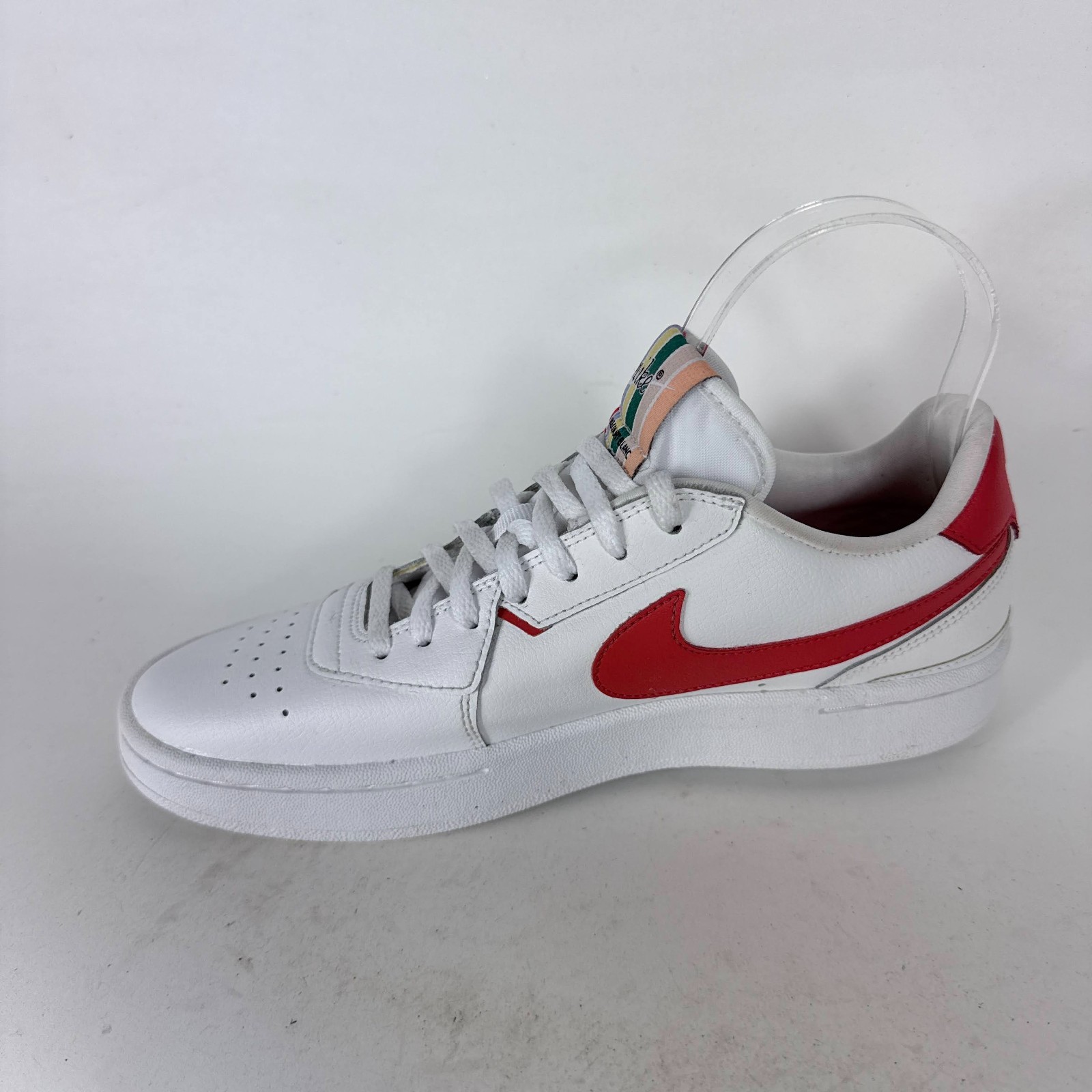 Nike Court Blanc Athletic Sneakers Women's 8 White Track Red Leather Low Top thumbnail 6