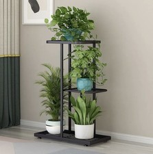 Dark Grey Plant Stand, 3-Tier Indoor Metal Plant Stand, Multi-Level Flower Shelf