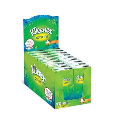 Kleenex Balsam Taschentücher beruhigend für härteste Erkältung mit Balsam Box mit 18 Packungen