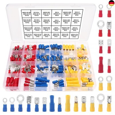 YIXISI 170 Stücke Crimp Terminals Sortiment Set, Elektrische Kabelschuhe, 