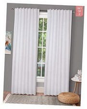 Tab Top Curtains,Farm House Curtain,Cotton 50x96 Textured Cotton White